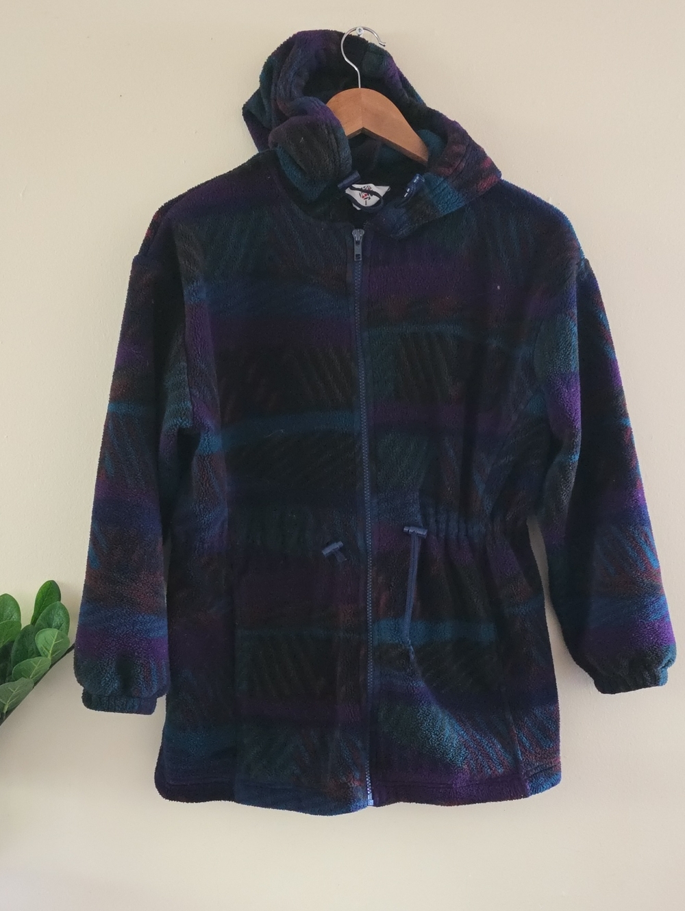 Vintage Cherry Tree Polartec Fleece Zip Up Hooded Jacket - 14/16 Made In USA